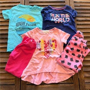 Girls Short Sleeve Graphic Tee & Legging Set - Pink, Navy, Aqua Girls 4T Bundle
